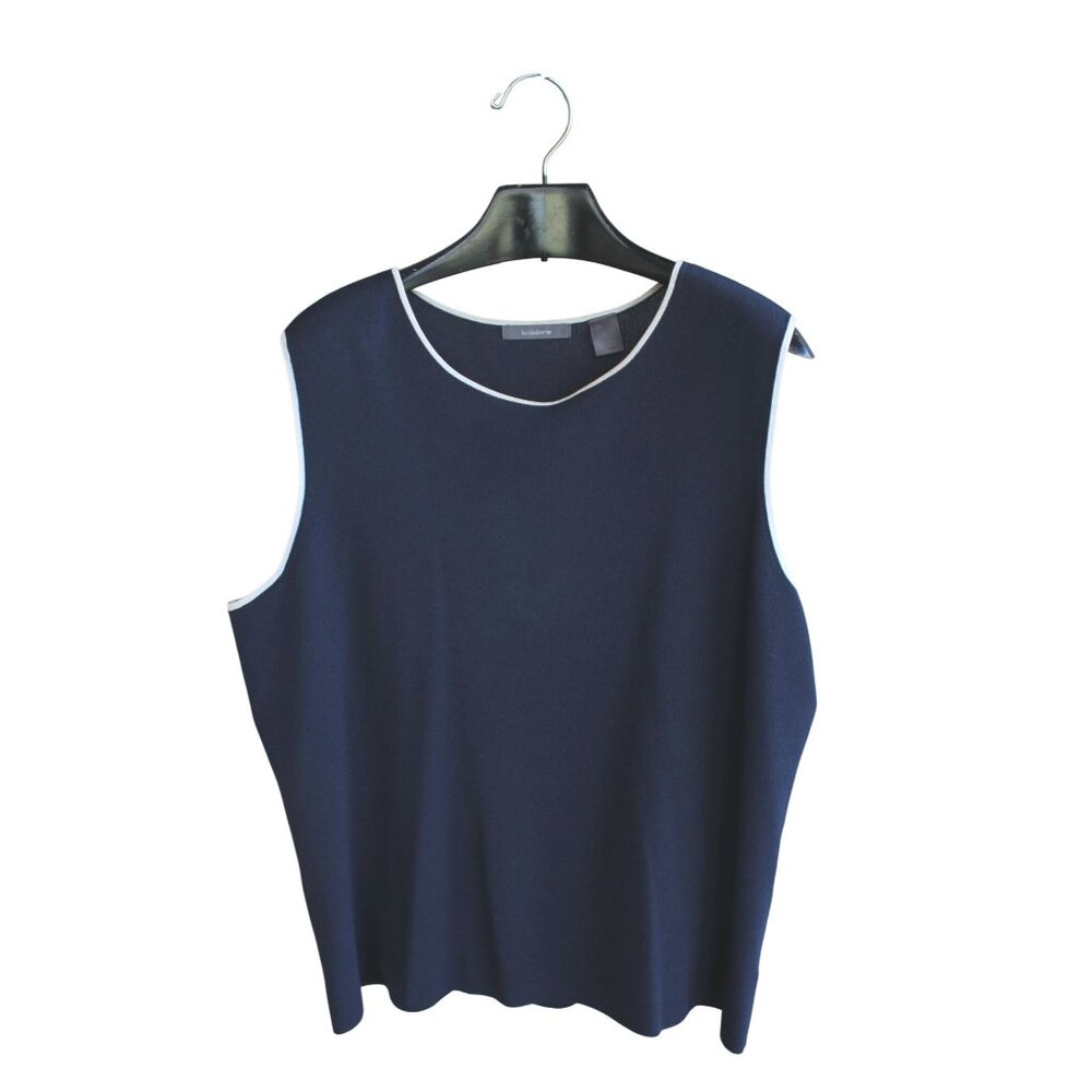 Liz Claiborne Knit Shell 3X Navy Blue Sleeveless 93143